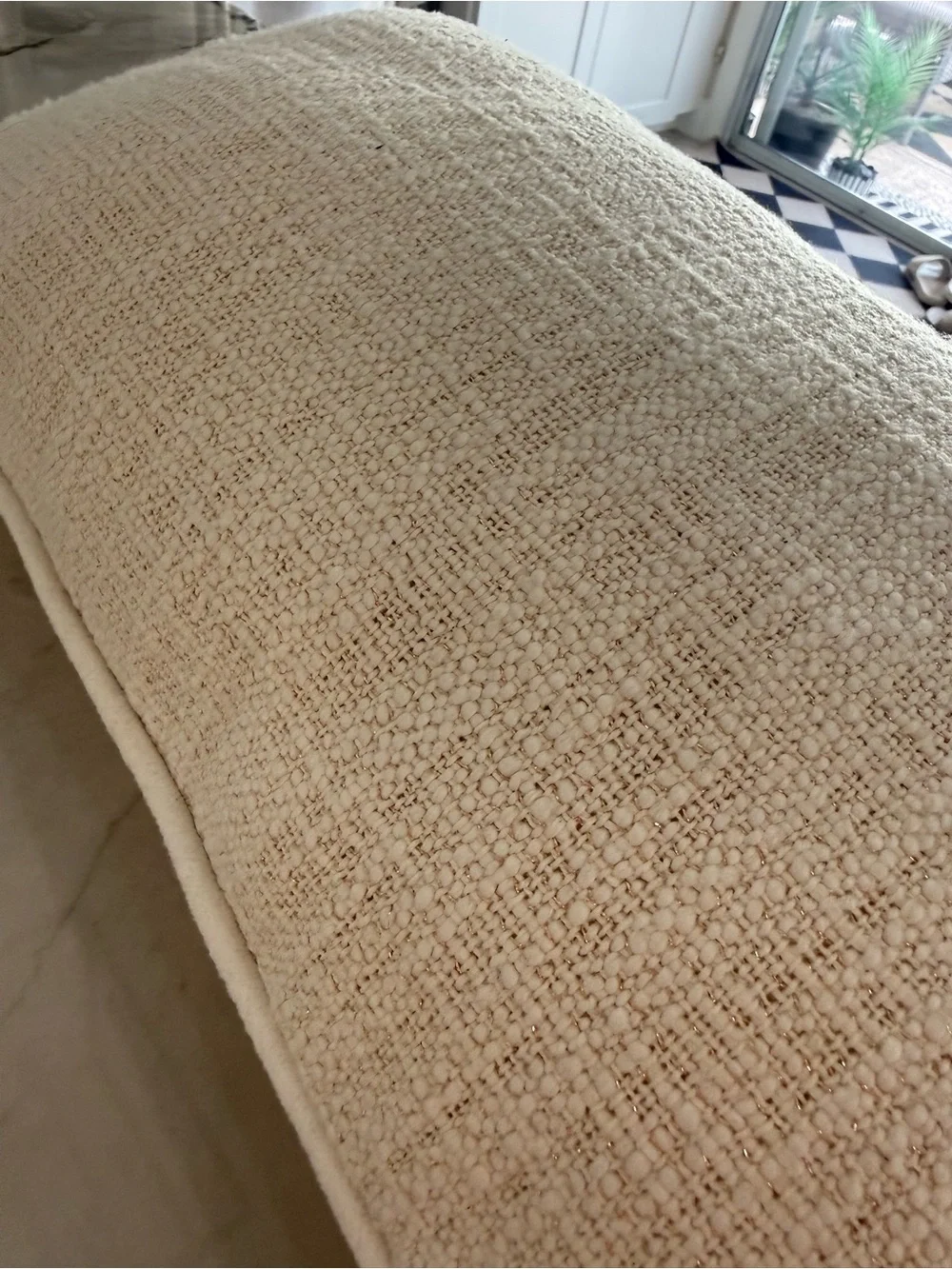 Holiday Noel Sequin Accent Pillow - Cream and silver